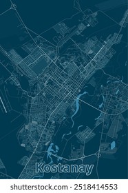 Cartaz do mapa artístico de Kostanay Kazakhstan