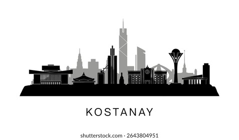 Kostanay Skyline Cityscape Vector Silhouette.