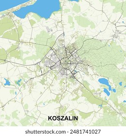 Koszalin, Polonia mapa poster art