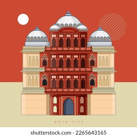 Kota City - Garh Palace - Icon Illustration  as EPS 10 File  