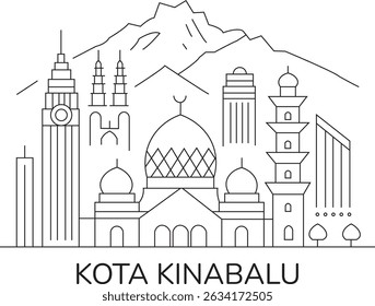 Kota Kinabalu Linha da cidade desenhar minimalista simples