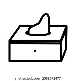 kotak tissue box tisu tableware livingroom home housing - icon symbol line art sketch vector drawing illustration logo 