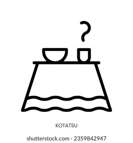 kotatsu icon. Line Art Style Design Isolated On White Background