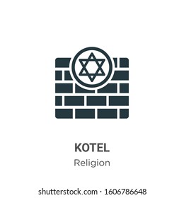 Kotel glyph icon vector on white background. Flat vector kotel icon symbol sign from modern religion collection for mobile concept and web apps design.