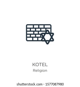 Kotel icon. Thin linear kotel outline icon isolated on white background from religion collection. Line vector sign, symbol for web and mobile