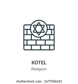 Kotel outline vector icon. Thin line black kotel icon, flat vector simple element illustration from editable religion concept isolated stroke on white background