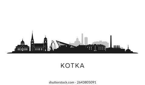 Kotka Finland Silhueta Skyline Cidade Minimalista.