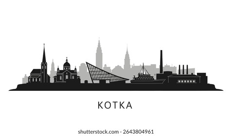 Kotka Finland Skyline Silhouette with Vector.