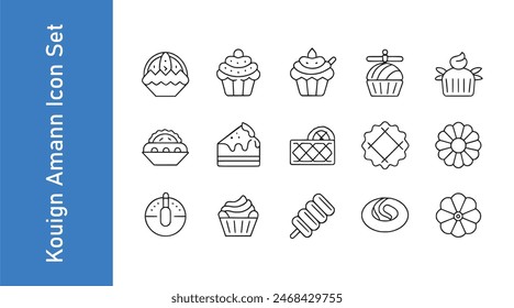 Kouign amann icon set with editable vector. 