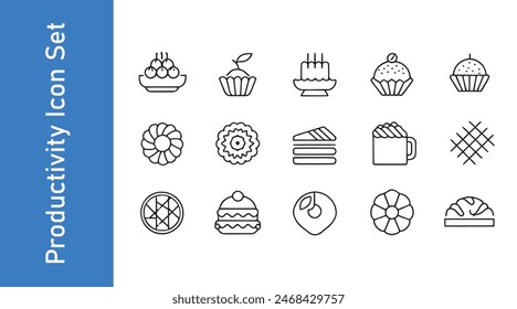 Kouign amann icon set with editable vector. 