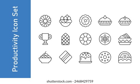 Kouign amann icon set with editable vector. 