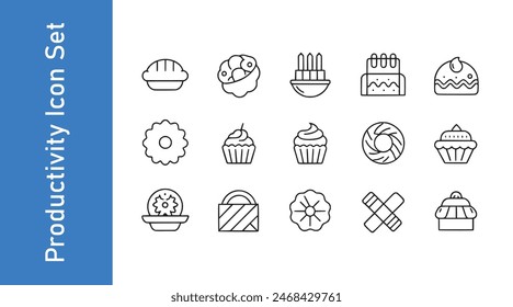 Kouign amann icon set with editable vector. 