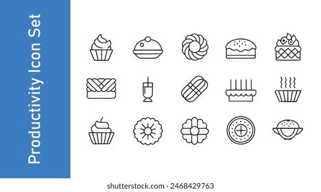 Kouign amann icon set with editable vector. 