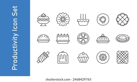 Kouign amann icon set with editable vector. 