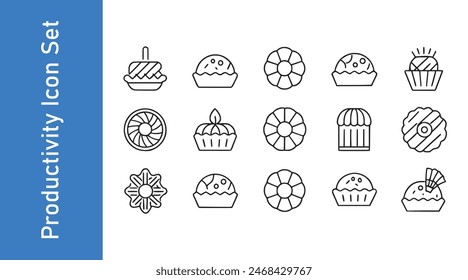 Kouign amann icon set with editable vector. 