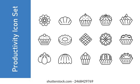 Kouign amann icon set with editable vector. 