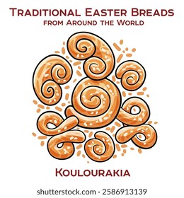 Koulourakia are traditional Greek twisted butter cookies, often flavored with vanilla and orange zest, served during Easter celebrations and throughout the year as a coffee companion.