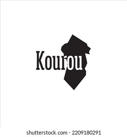 Kourou map and black lettering design on white background