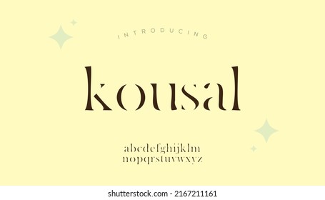 kousal, Serif Strong Typeface Uppercase Alphabet Font Vector.