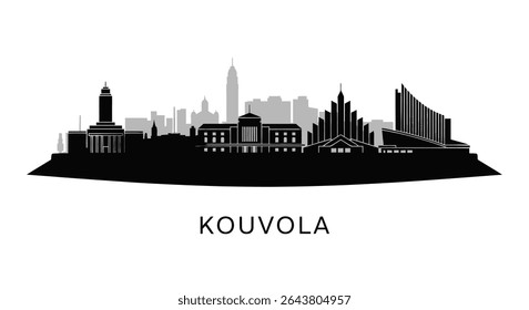 Kouvola with Finland Skyline vector Black Silhouette.