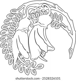 kowhai flowers line art vector design handmade silhouette	
