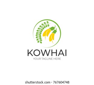 Kowhai Logo Template. Floral Vector Design. Plant Illustration