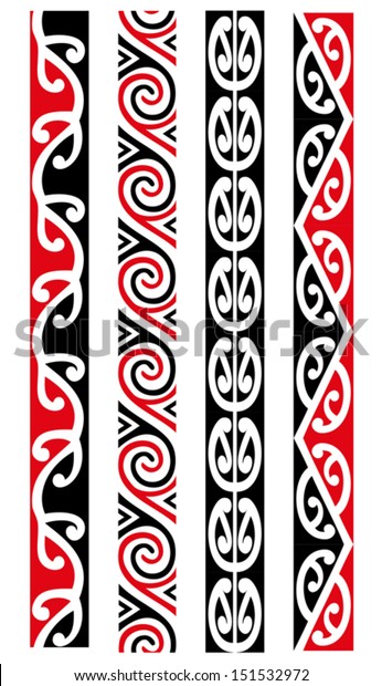 kowhaiwhai patterns clipart black