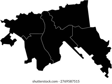 Kowloon Map Isolated Silhouette Administrative Region of Hong Kong