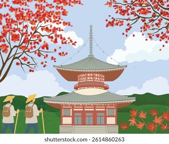 Koya in Wakayama Japan in autumn. Tourist destination.