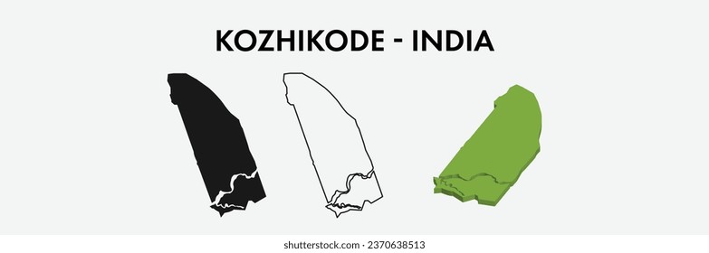 El mapa de la ciudad de Kozhikode india estableció el diseño de la ilustración vectorial aislado en el fondo blanco. Concepto de viajes y geografía.