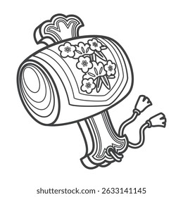 Kozuchi. Hammer. Auspicious ornaments. Japanese traditional culture. Vector illustration.