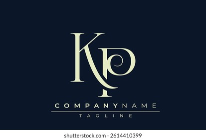 KP abstract Logo. Elegantly Designed Minimalist Monogram Logo with Stylish Lettering. Sophisticated and sleek minimalist monogram showcasing unique lettering design.