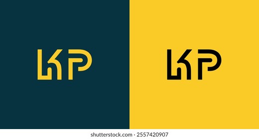 KP abstract minimalist letters Logo Monogram. It is a minimalist logo, this logo is made by combining two letters