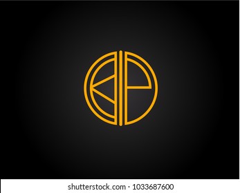 KP Circle Shape golden yellow Letter logo Design