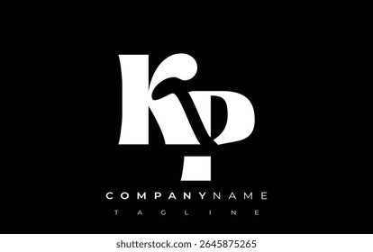 KP Creative Abstract Typography Logo Design. Elegant logo combining bold typography and creative shapes, ideal for branding and identity solutions.