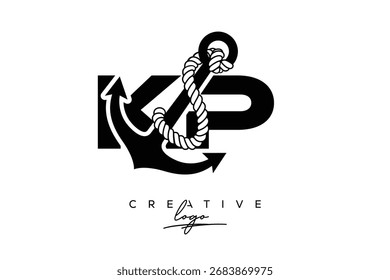 Logo de KP Creative Monogram Latter con diseño de ancla y cuerda