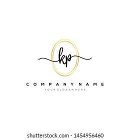 KP handwriting initial logo template vector.