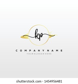 KP handwriting initial logo template vector.