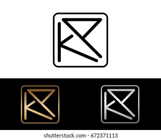 KP initial box shape Logo designs template
