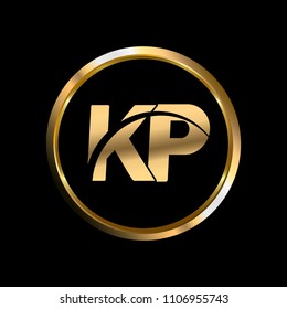 KP initial circle company logo gold black background