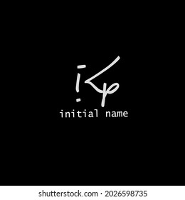 Kp Initial Handwriting Logo Name Template Vector
