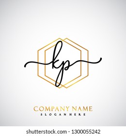 KP Initial Handwriting logo template vector