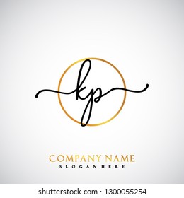 KP Initial Handwriting logo template vector
