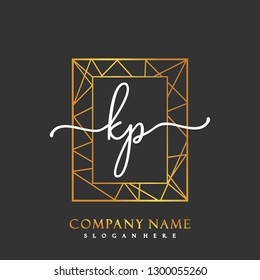 KP Initial Handwriting logo template vector