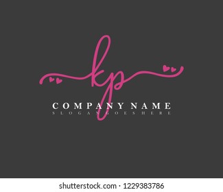 KP Initial handwriting logo vector