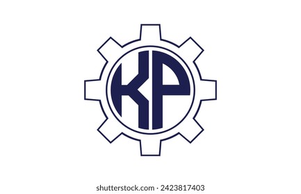 KP initial letter mechanical circle logo design vector template. industrial, engineering, servicing, word mark, letter mark, monogram, construction, business, company, corporate, commercial, geometric