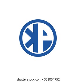 KP initial letters circle business logo blue