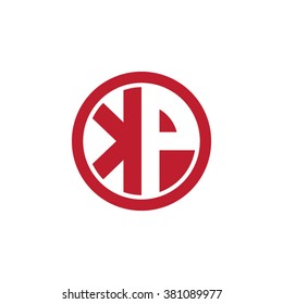 KP initial letters circle business logo red