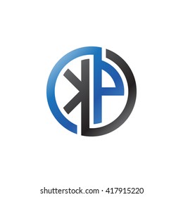 KP initial letters looping linked circle logo black blue