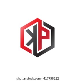 KP initial letters looping linked hexagon logo red black